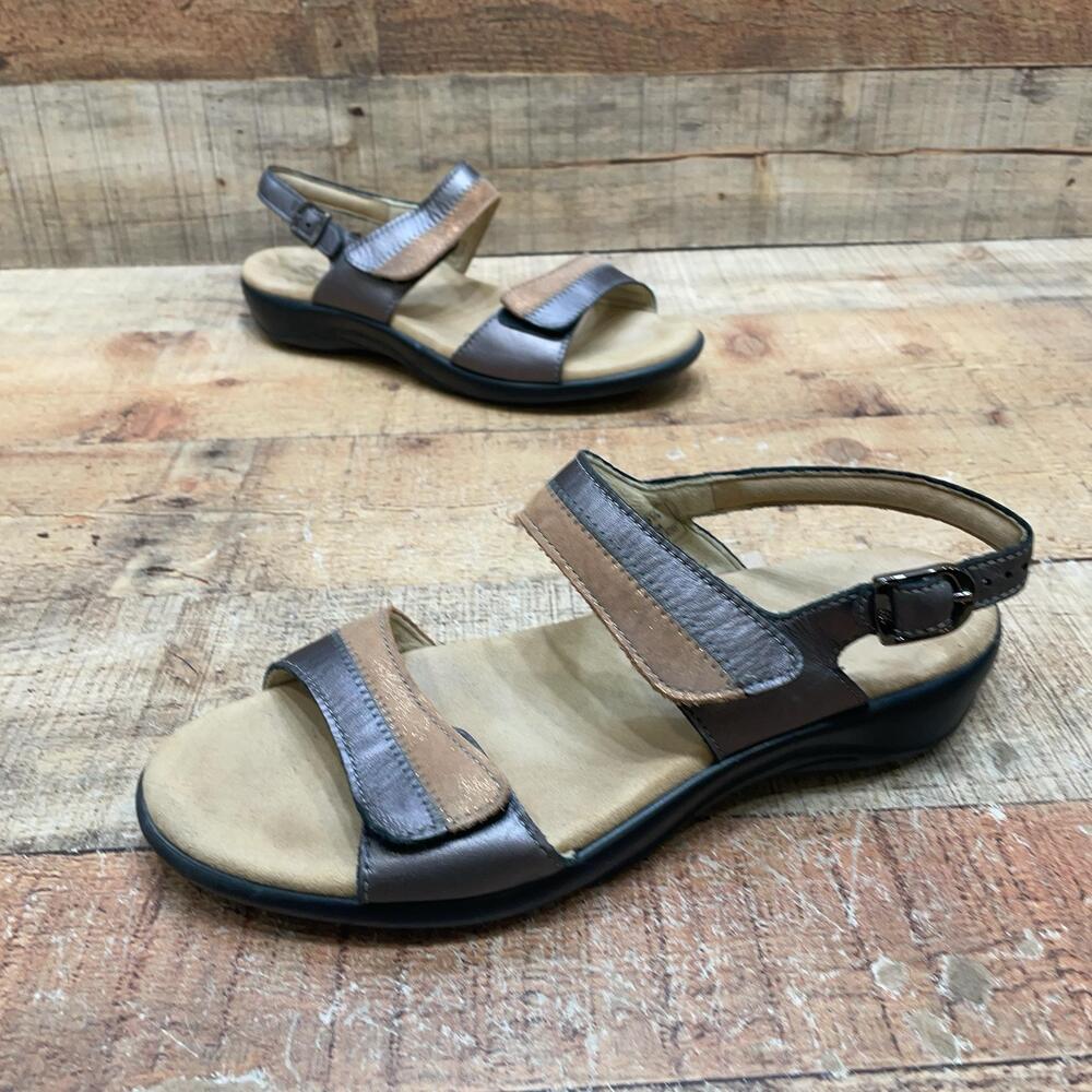 SAS Sandals Womens Size 9.5 40.5 Brown Leather Slingback Wedge Comfort Shoes